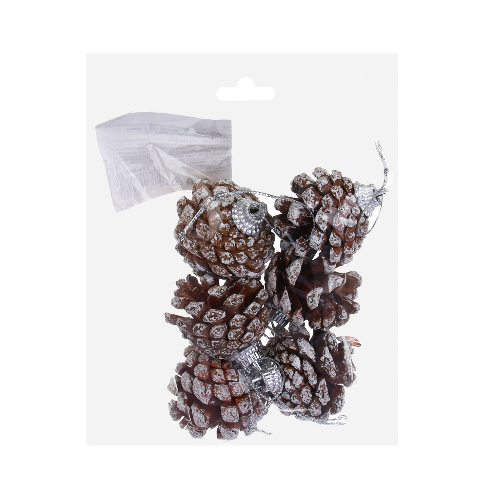 СНОУ БУМ Набор декоративных украшений 6шт, шишки натуральные, 4см - #3