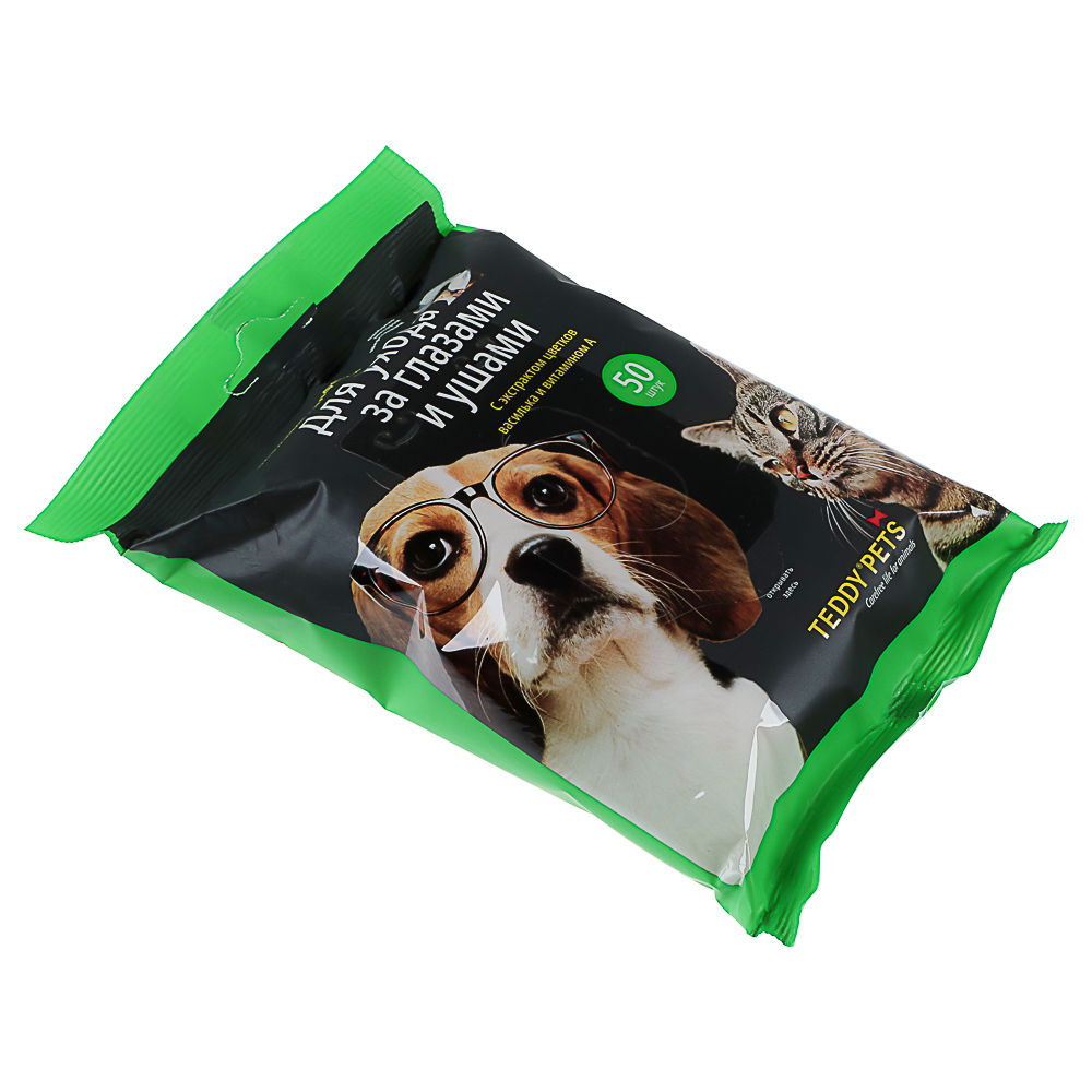 Влажные салфетки для глаз и ушей с васил. и вит. А GM Teddy Pets 50 шт - #2