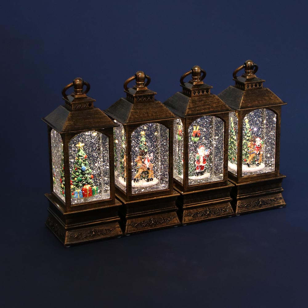 СНОУ БУМ Светильник декор.LED в виде фонаря со снегом, 8x8x20см, PC, ABS,вода,3хAAA/USB,2 реж.,4диз. - #6