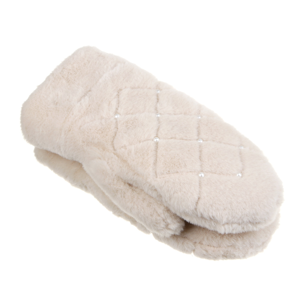 GALANTE Рукавицы женские из эко меха с искусст.жемчугом, р-р 18-20, 2 цвета, СЗПВ24-44 - #2