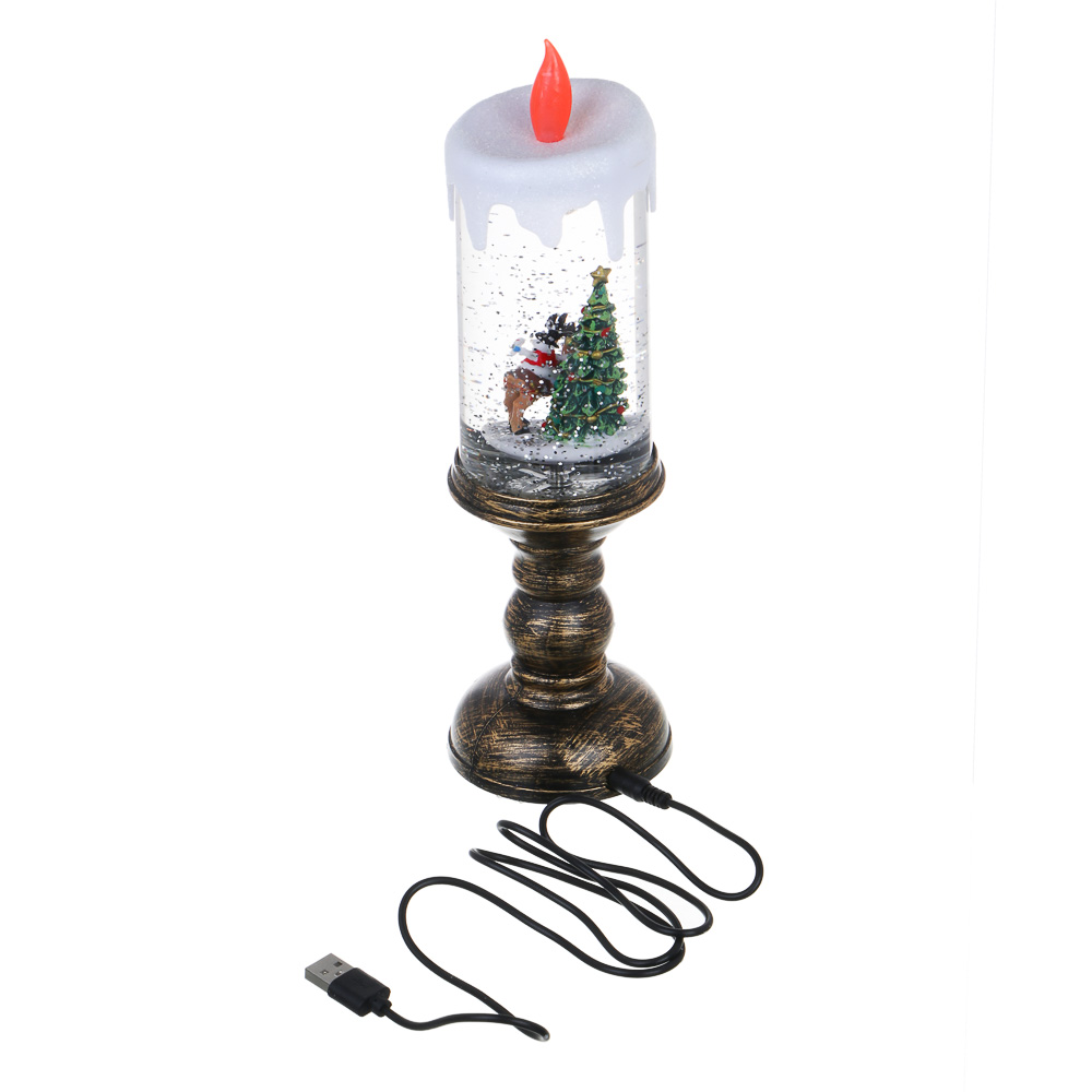 СНОУ БУМ Светильник декор. LED в виде свечи со снегом, 8х8х27см, PC, ABS, вода,3хAAA/USB,2реж.,3диз. - #5
