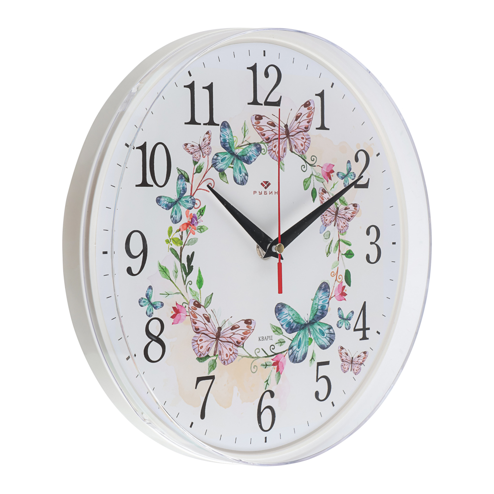 Часы настенные круг d=25см, основание белое "Венок из бабочек", арт.2524-141 - #2