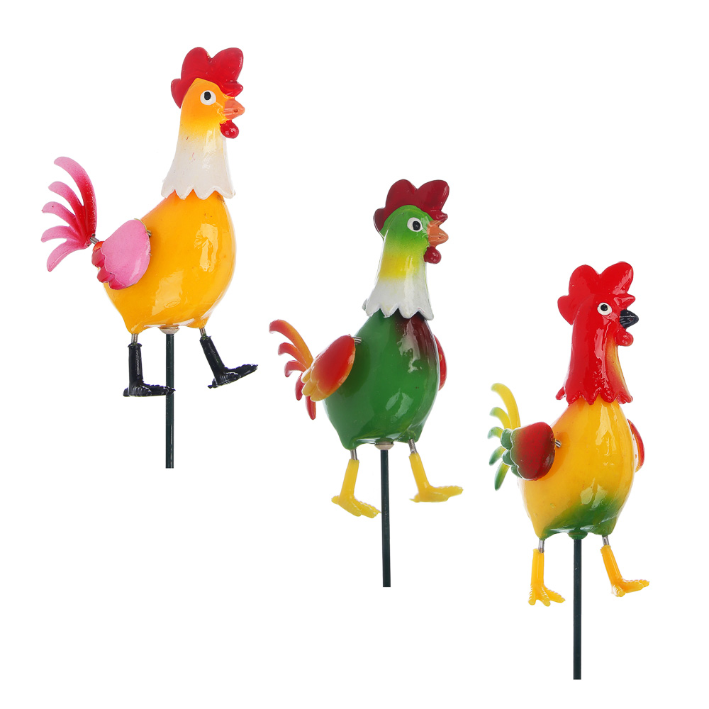 Фигурка на стержне "Петушок" тм INBLOOM, 11х7х60см, пластик, металл - #1