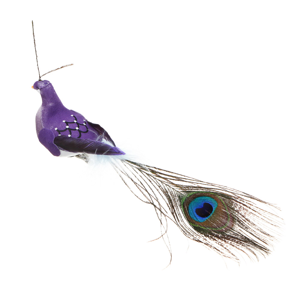INBLOOM Птица на прищепке Павлин 18см, пенополистирол, перо - #3