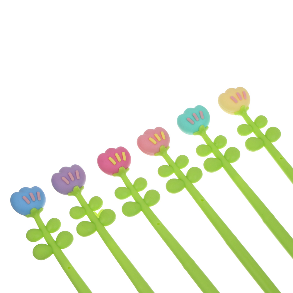 Ручка гелевая силиконовая синяя "Тюльпан", 6 видов, шоу-бокс - #6