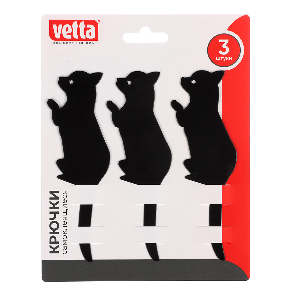 VETTA Крючок-держатель самоклеящийся, 3шт, металл, 3 дизайна - #7