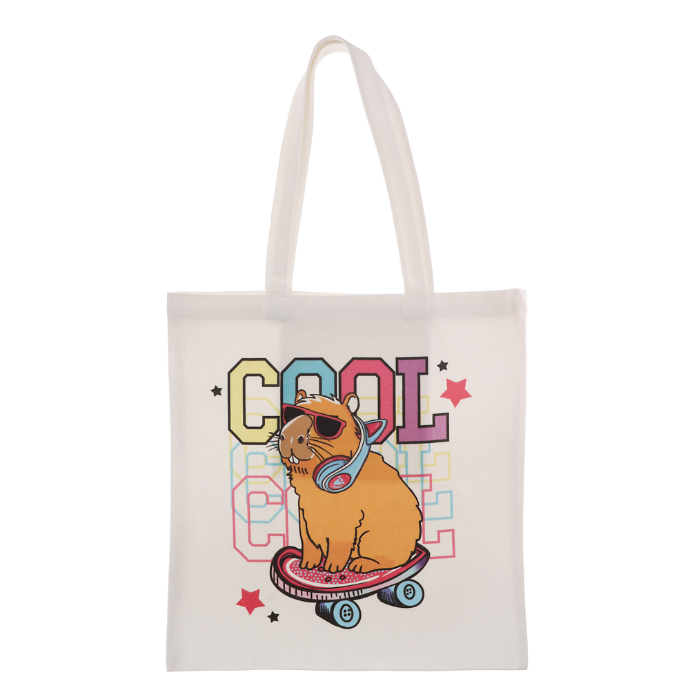 Сумка-шоппер, "Панды/Капибары", 38x42см, длина ручек 58 см, внутр. карман, полиэстер, 6 дизайнов - #5