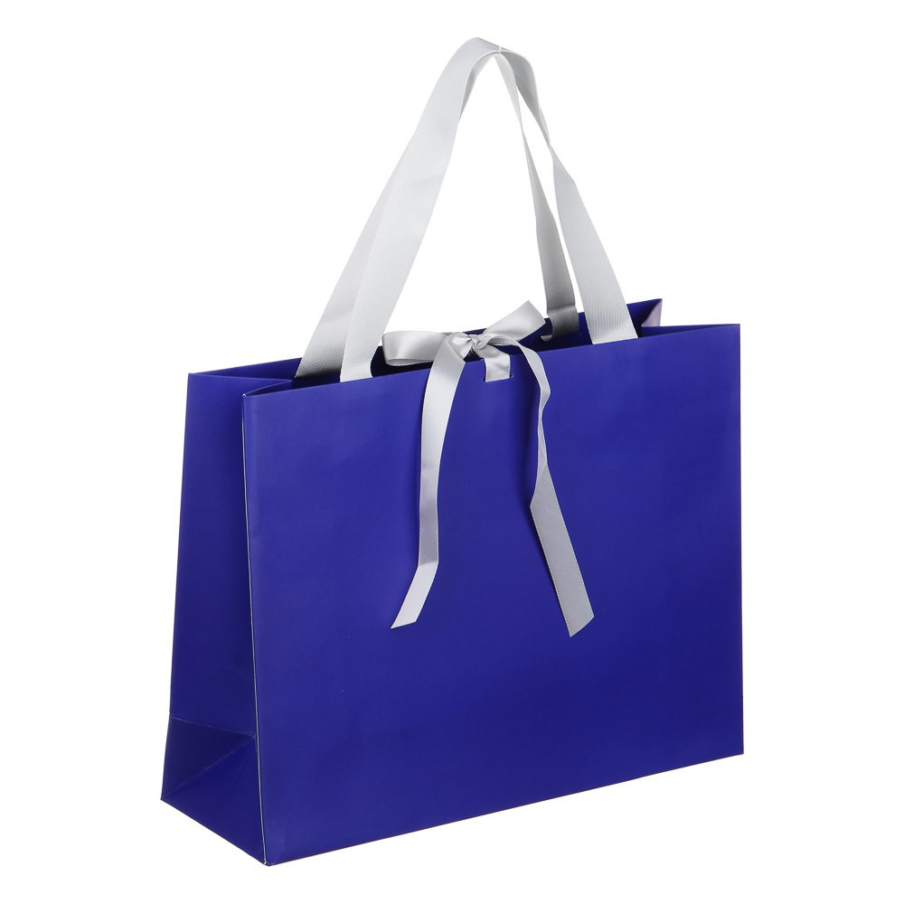 LADECOR Пакет подарочный, высококачественная бумага, с лентой, 32x25x11 см, синий - #1