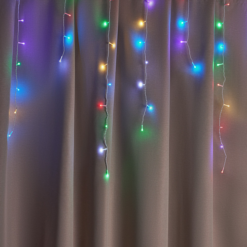 СНОУ БУМ Гирлянда эл. бахрома 2.5x0.35х0.55x0.75м, 80LED,мульти MIX, 8 реж, ПВХ белый, коннект, 220В - #11