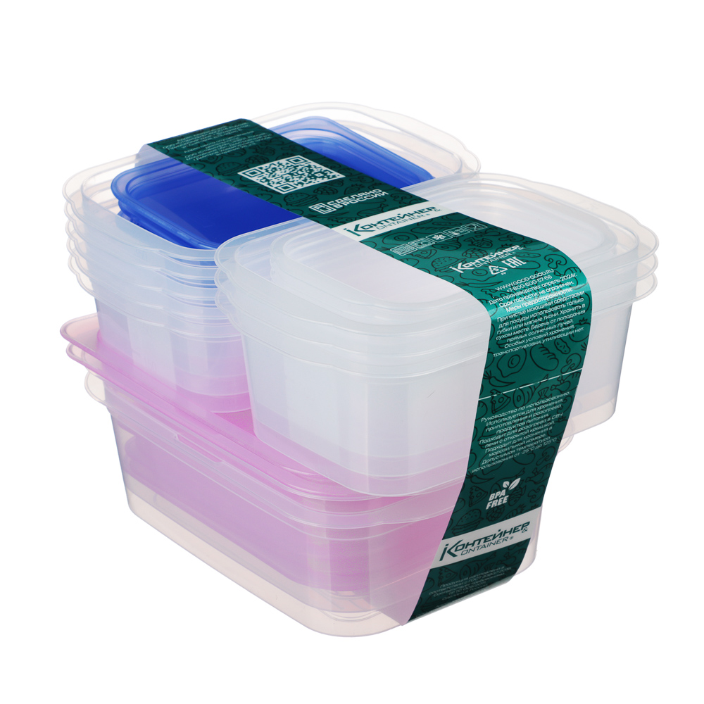 Набор контейнеров пищевых 16шт: 0,23л х 6шт, 0,49л х 5шт, 0,66л х 3шт, 1,1л х 2шт, пластик - #16