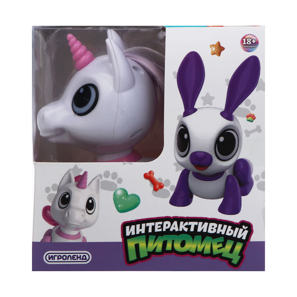 ИГРОЛЕНД Игрушка "Интерактивный питомец" единорог, ABS, звук, свет, движ., 2хAAA, 12,5х8х13,5 см - #2