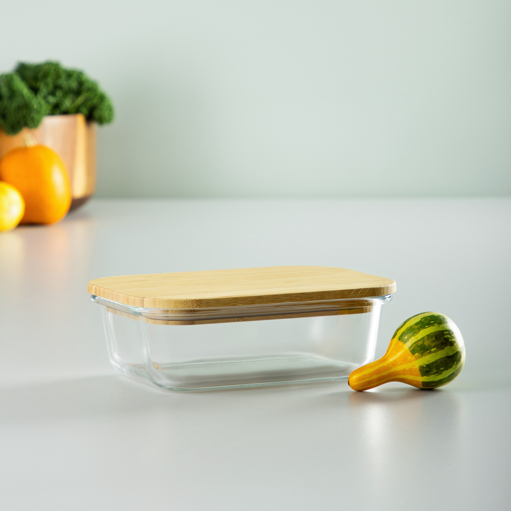 VETTA Контейнер для продуктов 600мл, крышка бамбук, жаропрочное стекло - #9