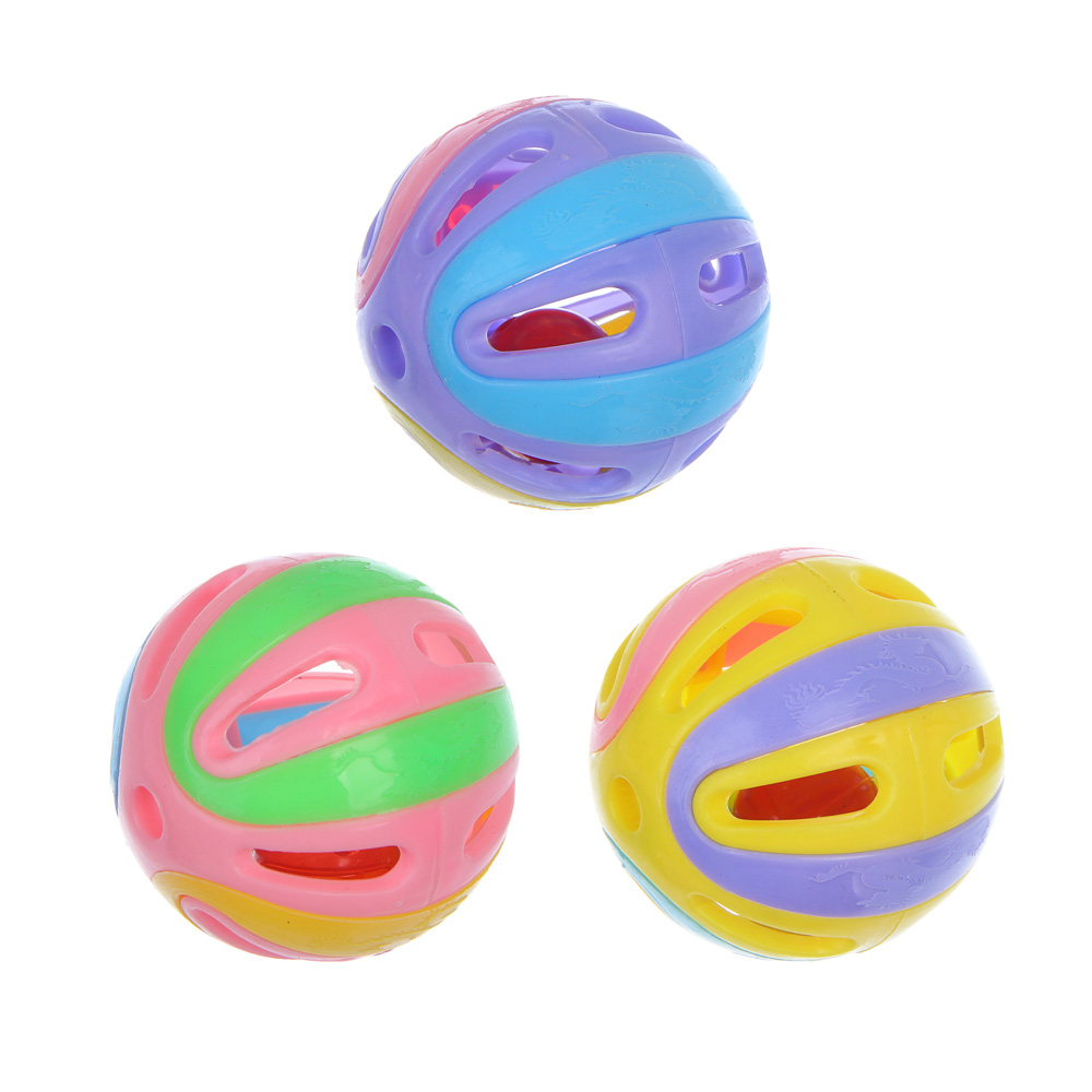 Набор игрушек для кошек тм VETTA, мячи разноцветные, 3шт по 5см - #1