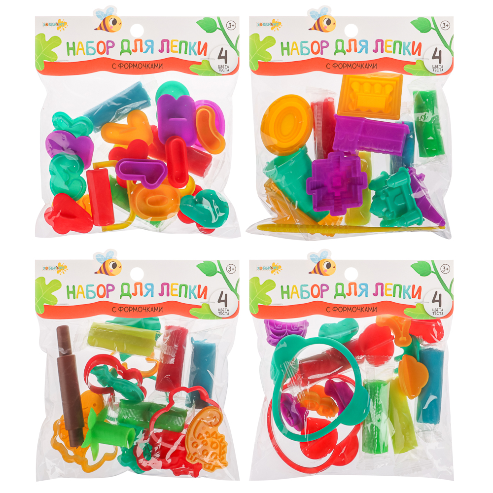 ХОББИХИТ Набор для лепки с формочками, полимер, ABS, 17х21х4см, 4 дизайна - #1