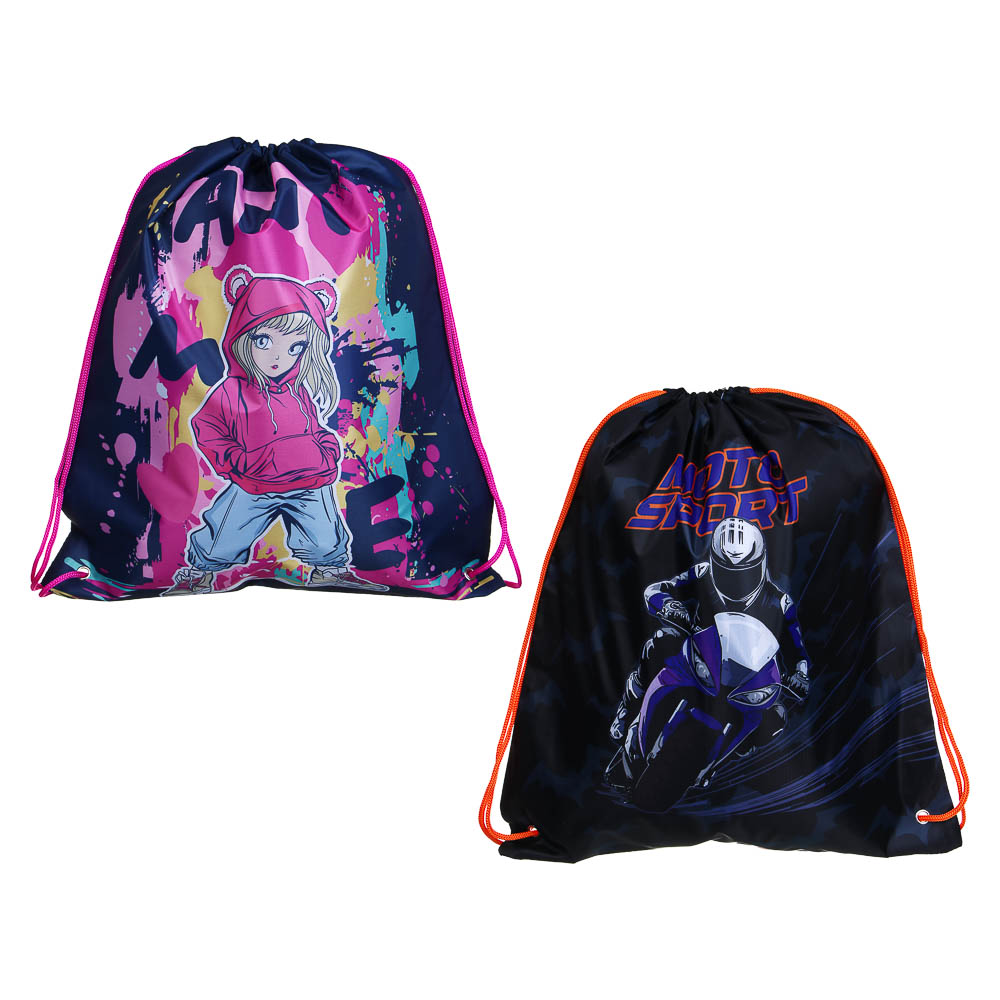 Мешок для сменной обуви на завязках, 40х47см, "Мотоспорт/Аниме", полиэстер - #1