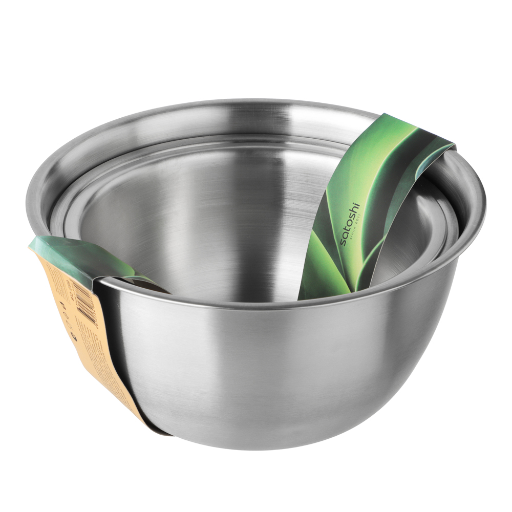 SATOSHI Набор салатников глубоких 3пр, 19-21-23см, 1500-2200-3000мл, нерж.сталь - #9