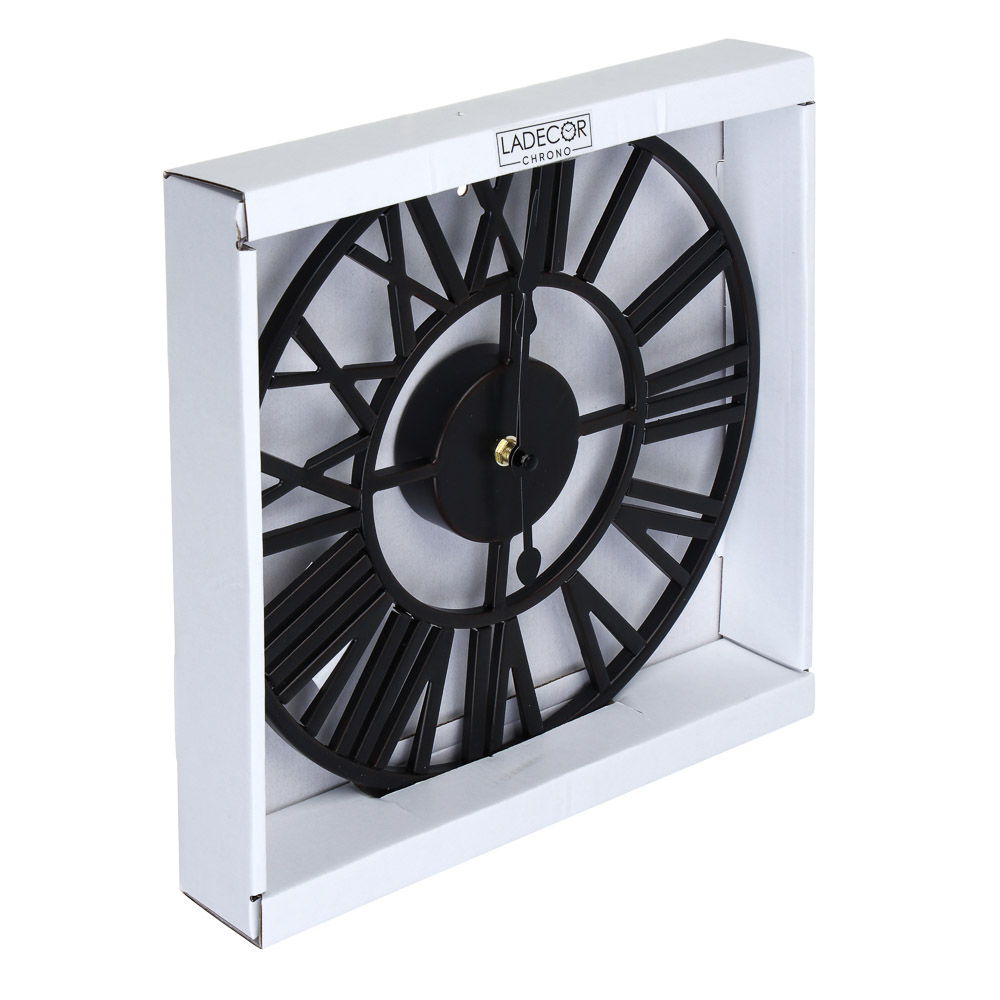 LADECOR CHRONO Часы настенные, круглые, 30x30x3,5 см, металл, цвет черный - #4