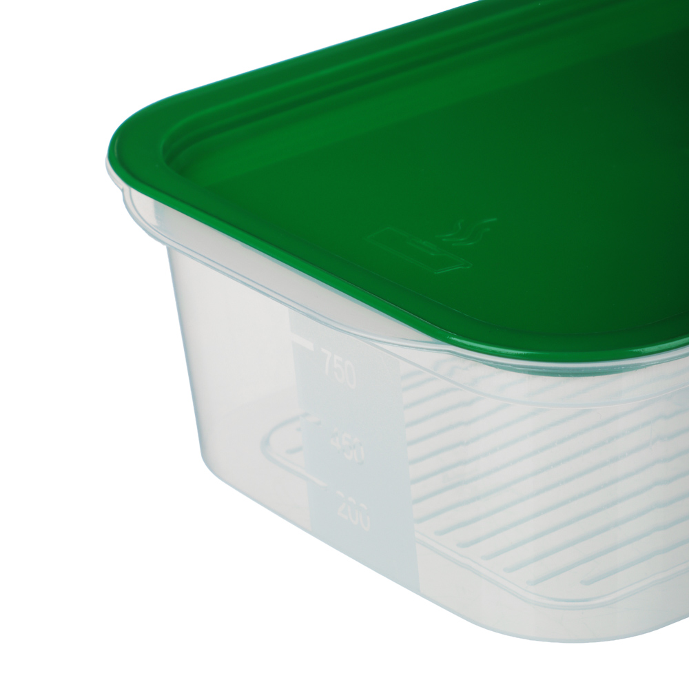 Контейнер пищевой прямоугольный 1,1л с паровыпуском и мерной шкалой, пластик - #2