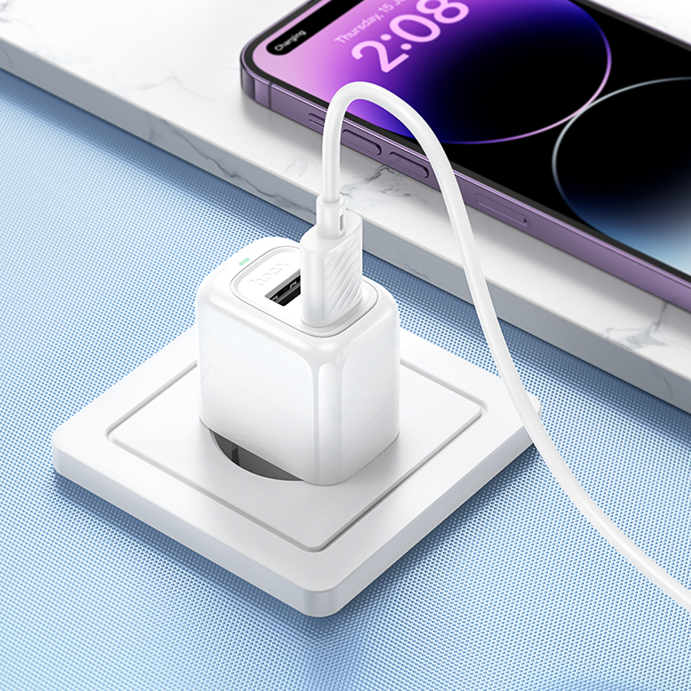 hoco. Зарядное устройство модель CS51A, 2хUSB-A 12W, цвет: белый - #8