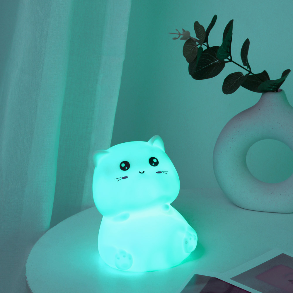 LED Ночник Кошечка, ПВХ, 10х10,5х12,5 см, меняющийся свет - #6