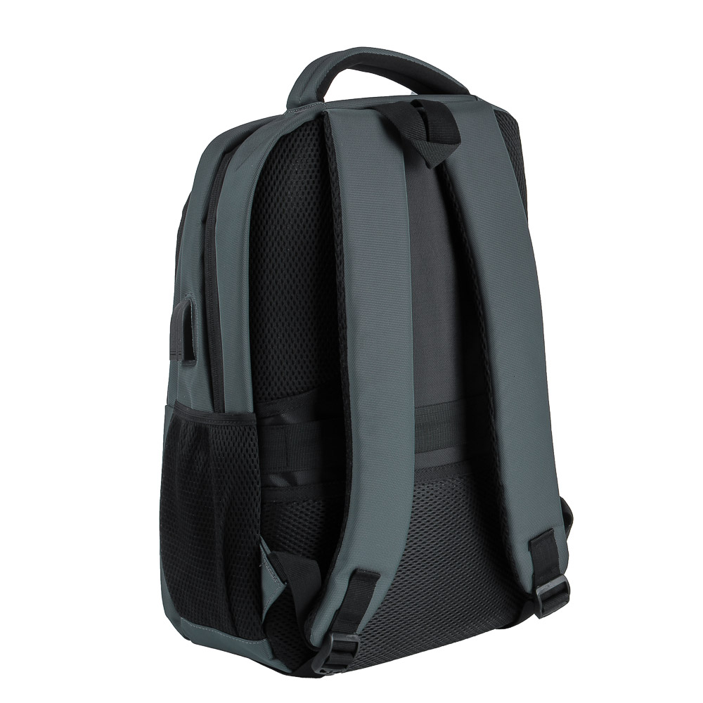 Рюкзак универсальный 46x33x17,5см, 2 отд, 4 карм., спинка с эрг.элементами, USB/науш., серый, ПЭ - #3