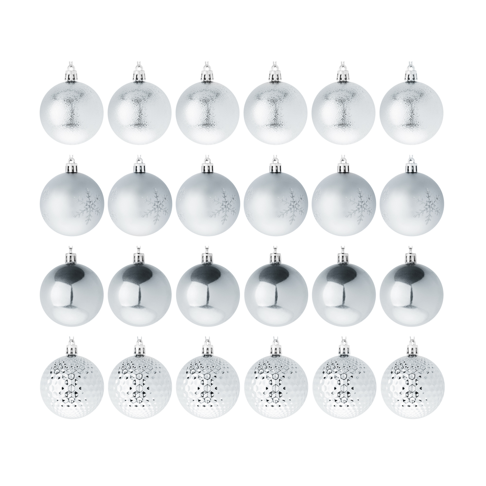 СНОУ БУМ Набор шаров 6 см, 24 шт, пластик, глиттер, 26-207 - #1