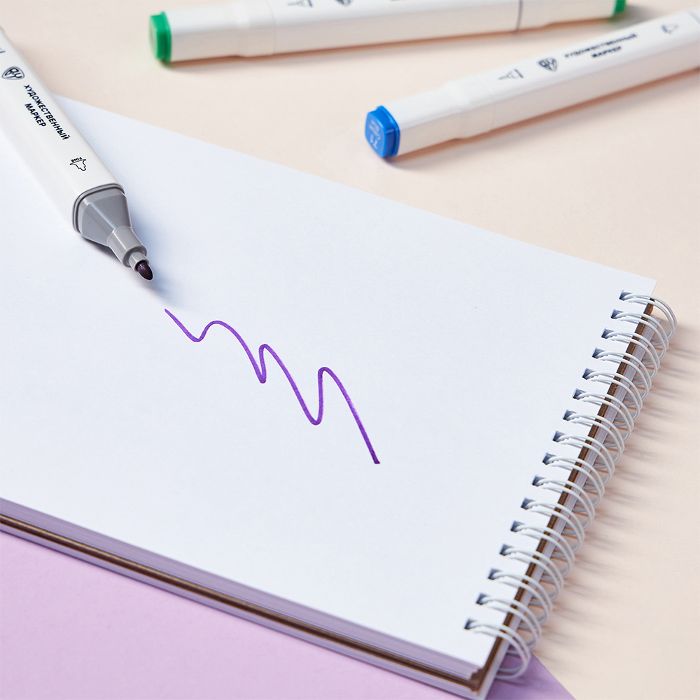 BY Русские Супергерои Набор маркеров худ., 2-стор., круг.нак./кист., 24цв., "Конек джуниор", пл.бокс - #11