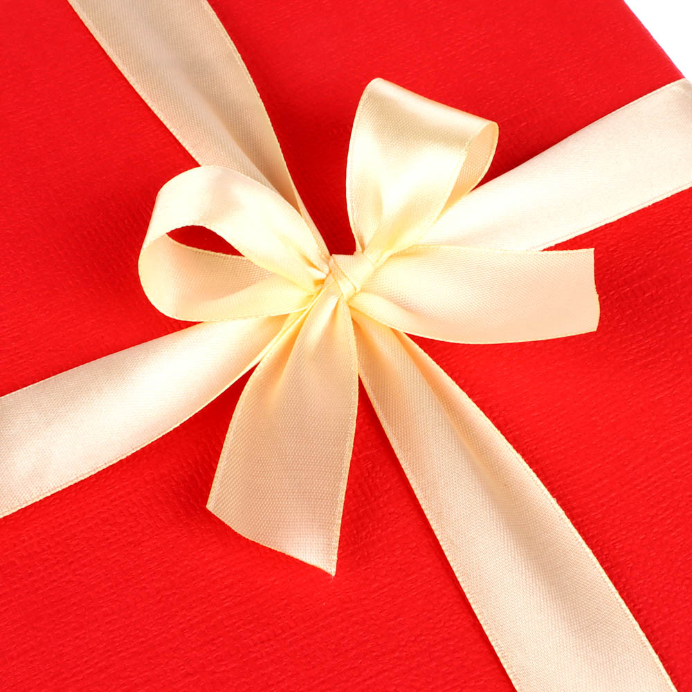 Коробка подарочная с бантом тиснение Рогожка 21x21x11 см красный - #4