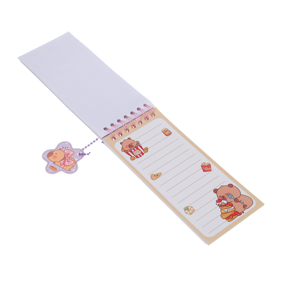 Записная книжка "Капибара" 7х26см, с наклейками и брелоком, PET, бумага, 4 дизайна, шоу-бокс - #11