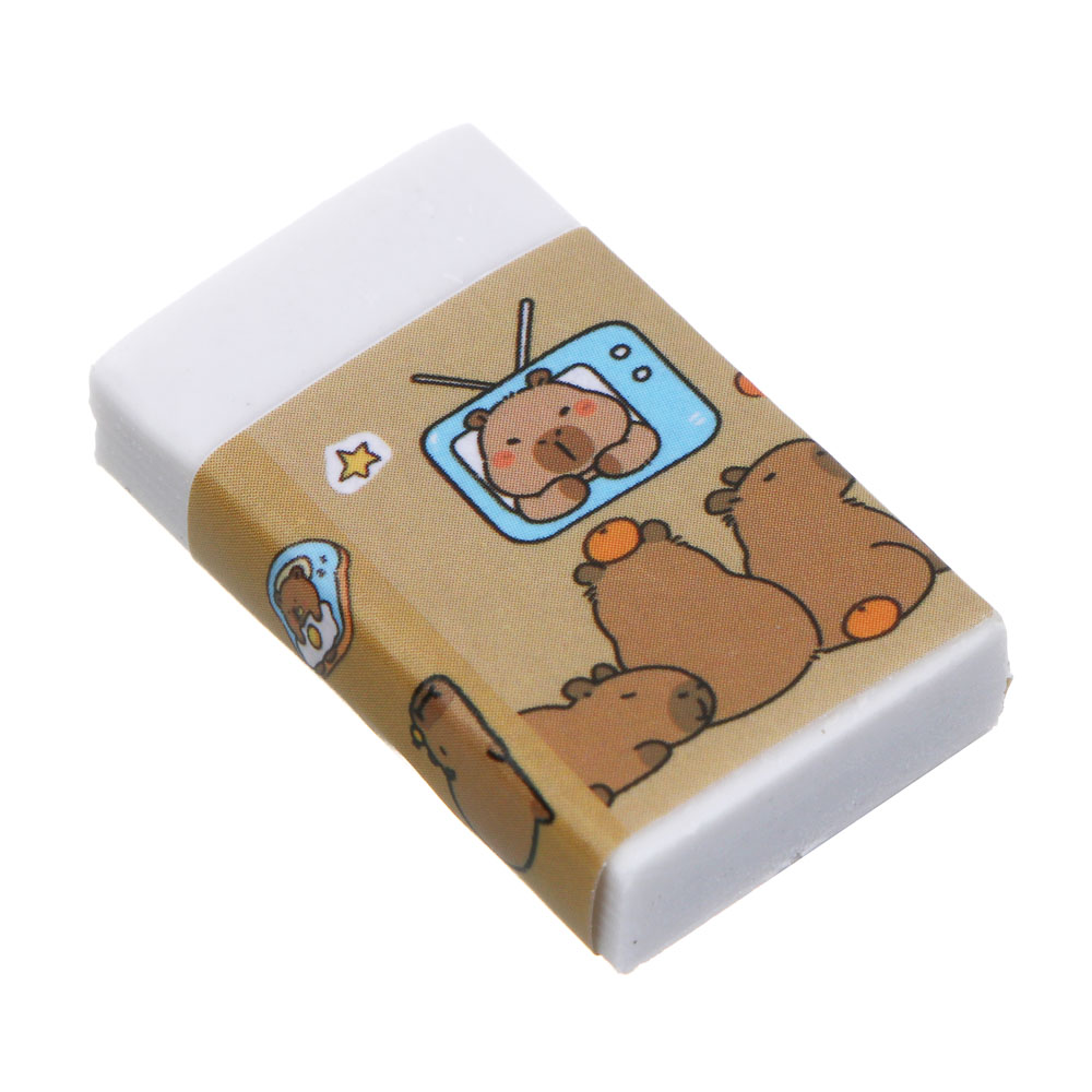 Набор канцелярский 4 пр., линейка раскладная, ластик, точилка, карандаш ч/гр "Капибара", ПВХ пенал - #3