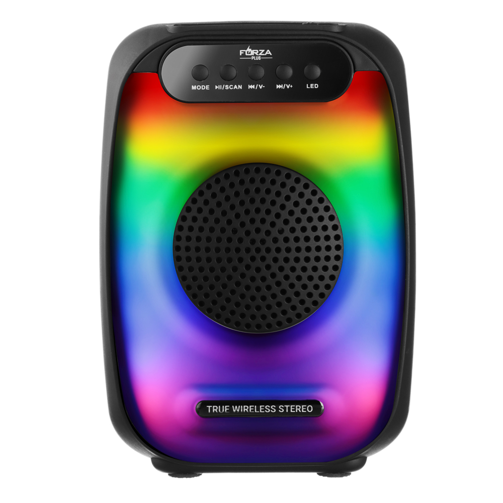 FORZA Колонка беспроводная, 5В, подсветка,1200 мАч,БТ,USB,Micro-SD,TWS,ВШГ 20x14x12см,чёрный,пластик - #1