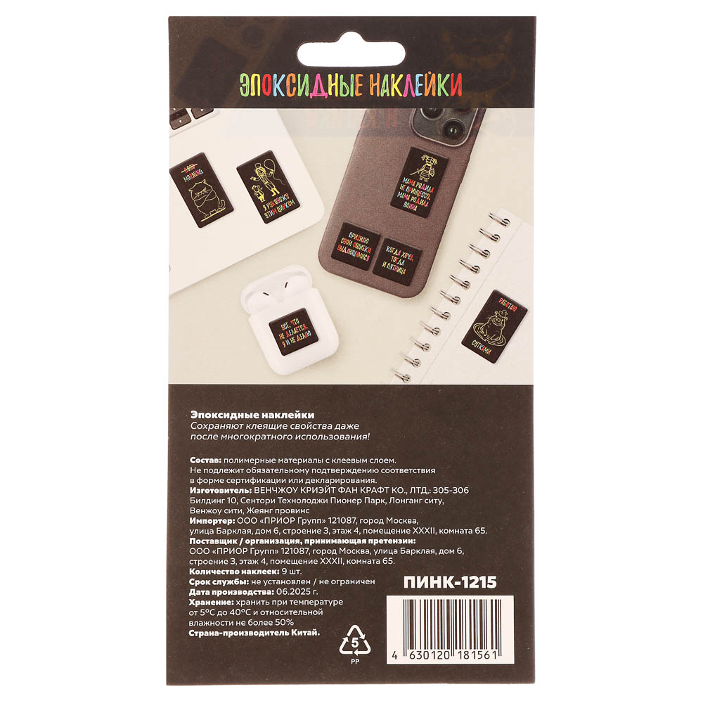 Наклейки эпоксидные Фразы 4 в ассортименте - #18