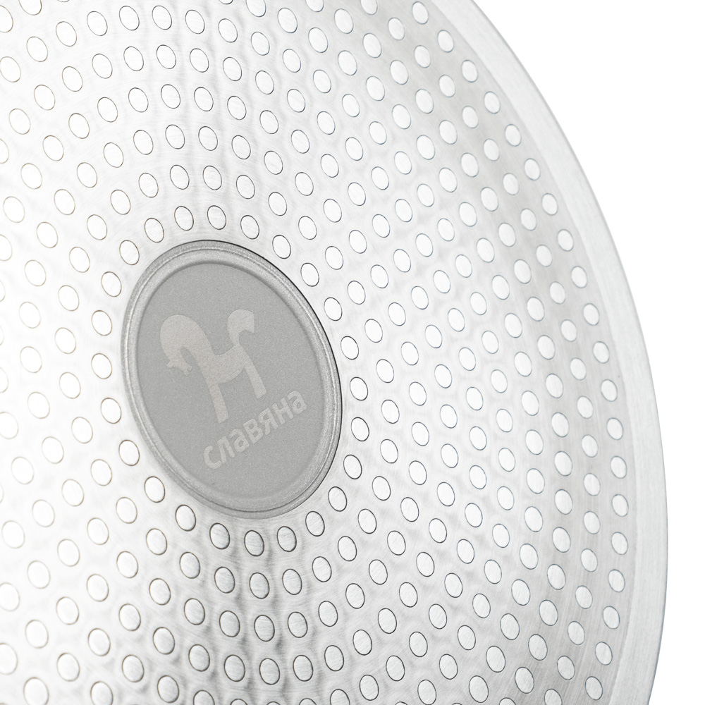 СЛАВЯНА Калина Сковорода литая глубокая d28см, антипригар.покрытие "мрамор", съемная ручка, индукция - #7