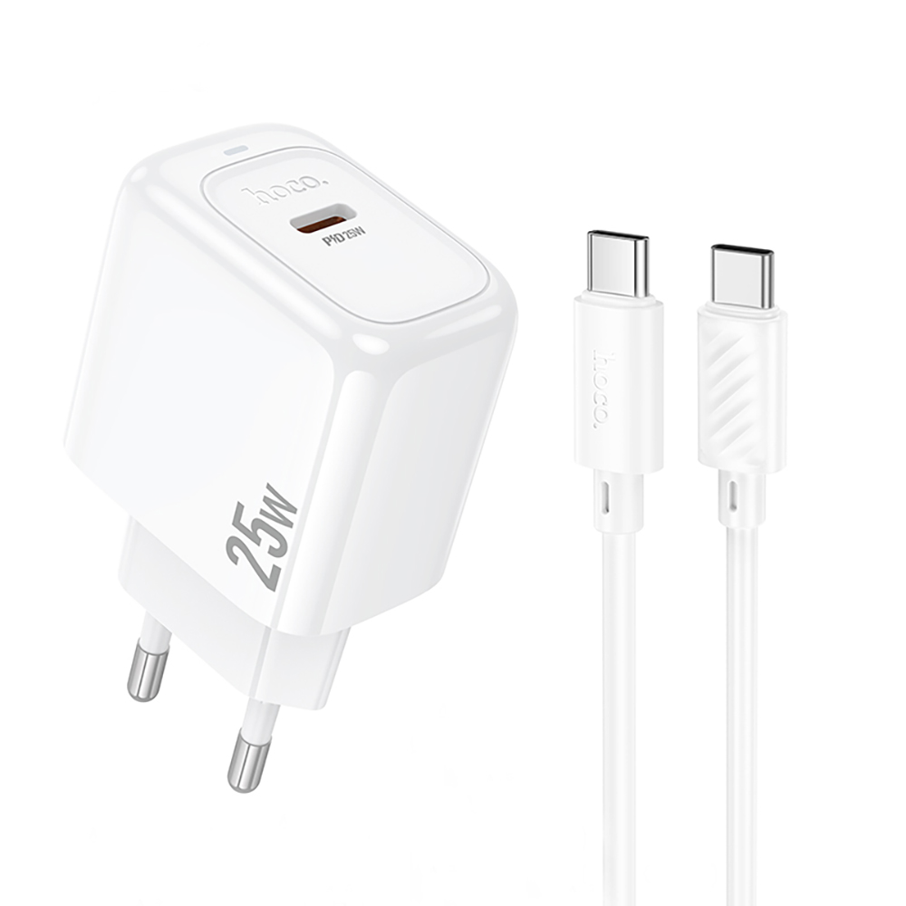 Комплект СЗУ hoco. модель CS53A, USB-C, PD25Вт, каб. C-C, белый - #1