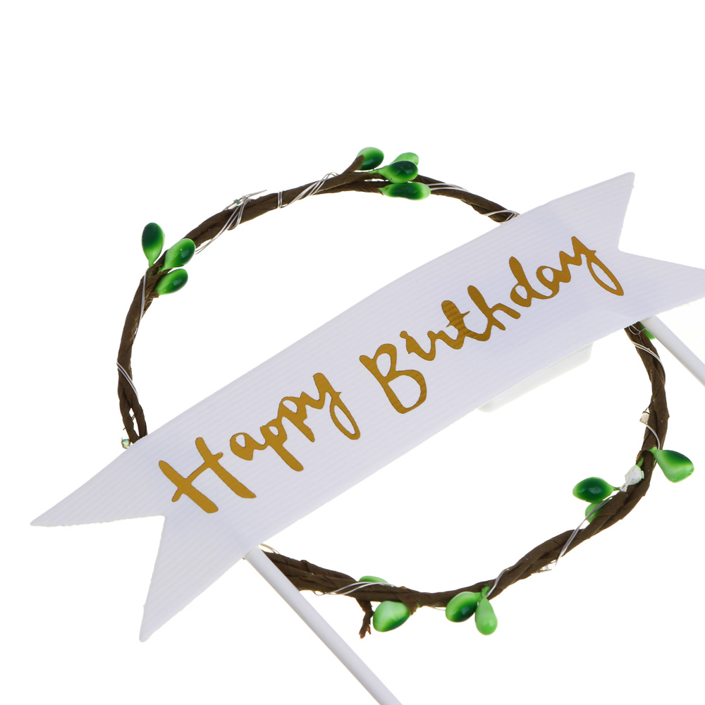 Топпер для торта "Happy birthday", 14x21см, бумага, LED нить - #4