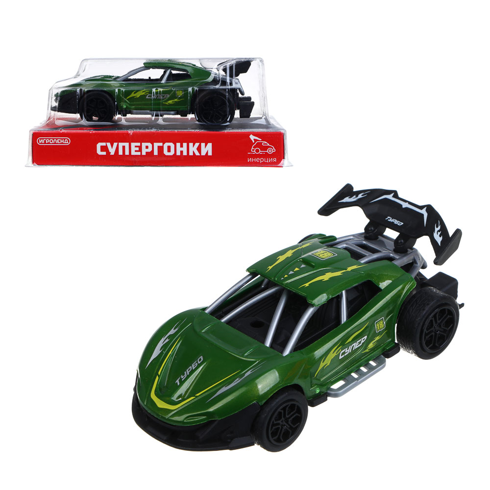 ИГРОЛЕНД Машинка "Супергонки", инерция, АБС, PP, 13,2х7,3х6,6 см, 6 дизайнов - #1