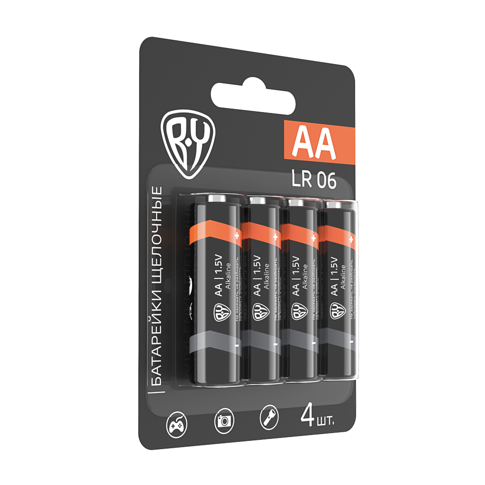 Батарейки AA BY (LR06) 4шт в блистере, щелочные 1.5V, высокой ёмкости - #2