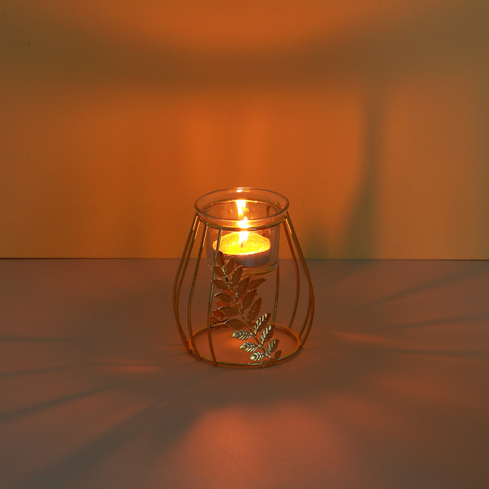 Подсвечник металлический со стеклянным стаканом для одной свечи, 7,5х7,5х9,5 см - #5