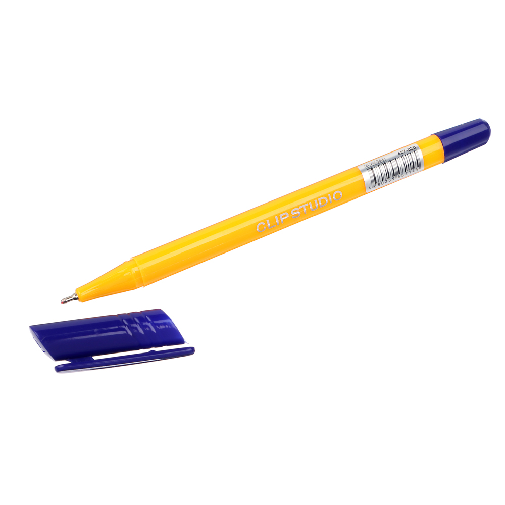 Ручка шариковая ClipStudio 0,7 мм, синяя, желтый корпус - #2