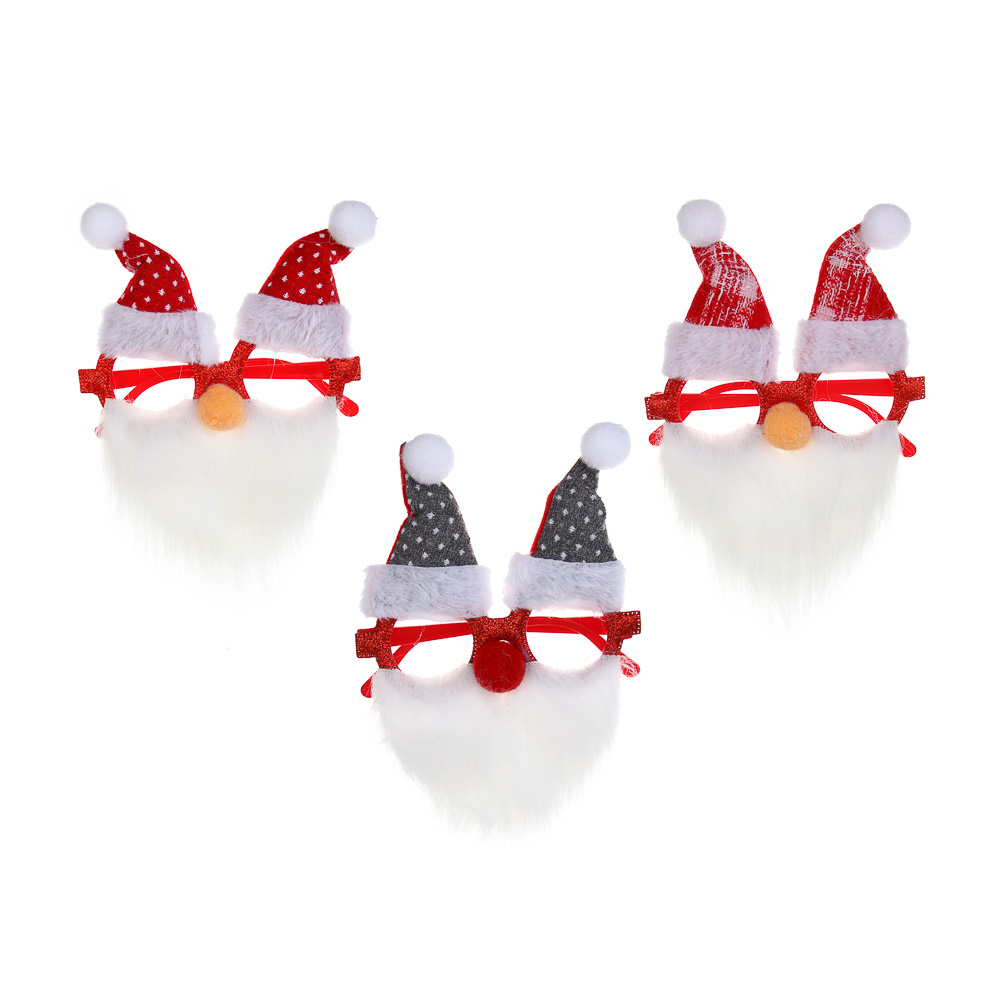 СНОУ БУМ Очки новогодние "Дед Мороз", 13см, полиэстер, пластик, 3 дизайна - #1