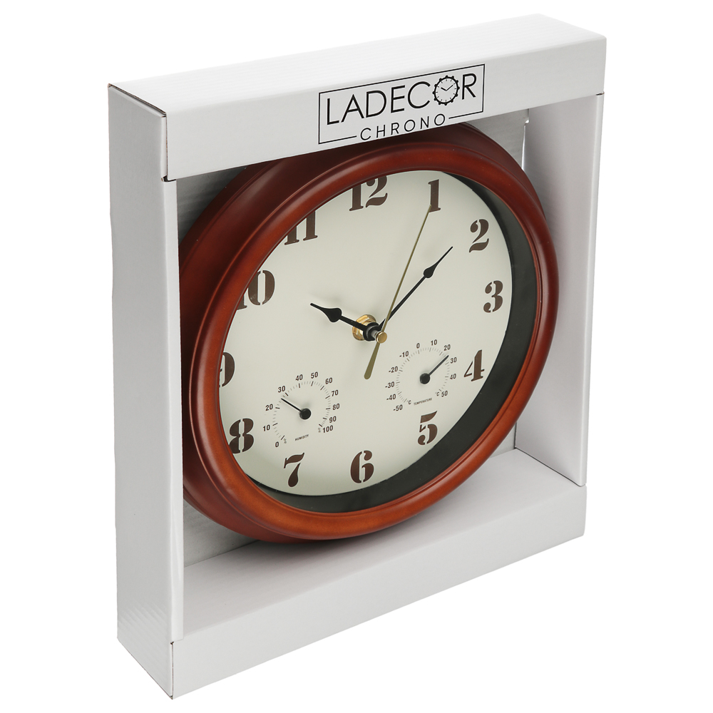 LADECOR CHRONO Часы настенные с термометром и гигрометром, 22,8x22,8x4,6см, пластик - #4