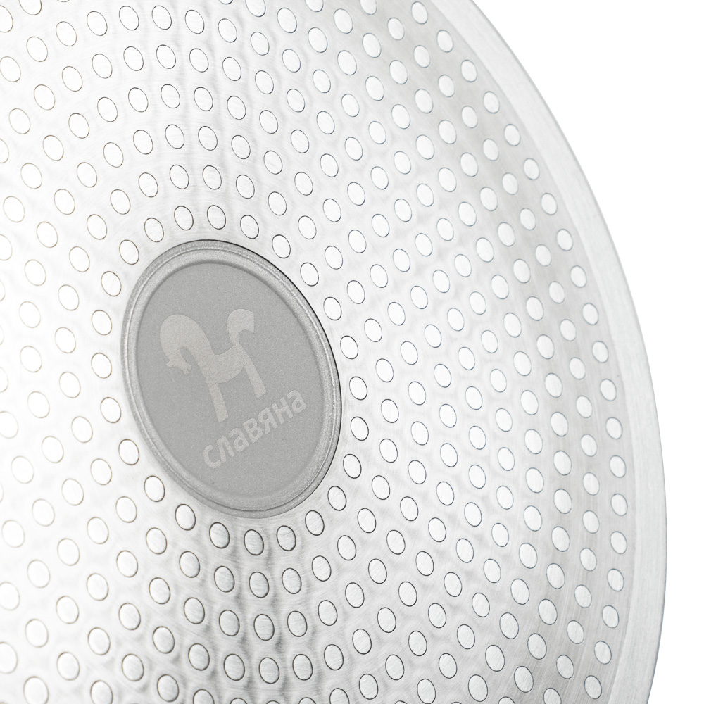 СЛАВЯНА Калина Сковорода литая глубокая d24см, антипригар.покрытие "мрамор", съемная ручка, индукция - #7