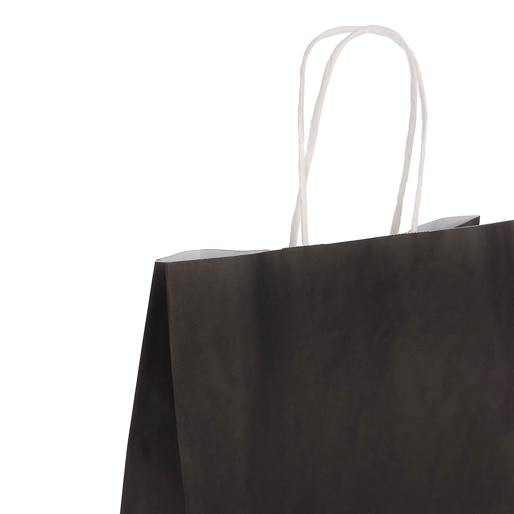 Пакет подарочный с кручеными белыми ручками L 24x14x3 0см, "Черный" внутри белый - #2