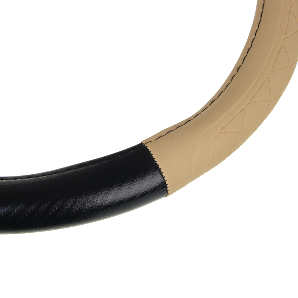 ЕРМАК Оплетка руля, Карбон - А, черная с бежевыми вставками, размер М, полиуретан(PU) - #3