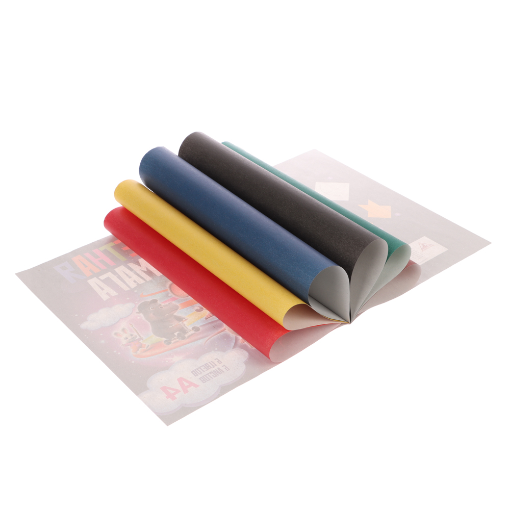 Бумага цветная А4, 6 листов, 6 цветов, немелованная, односторонняя на скрепке - #3