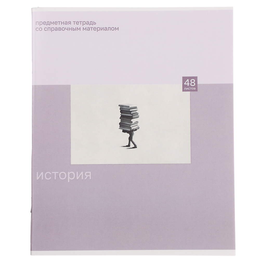 ClipStudio Тетрадь 48л. "Предметная", БЕЛЫЕ ЛИСТЫ, обл.картон "Монохром"скрепка, 7видов, справ.мат. - #21