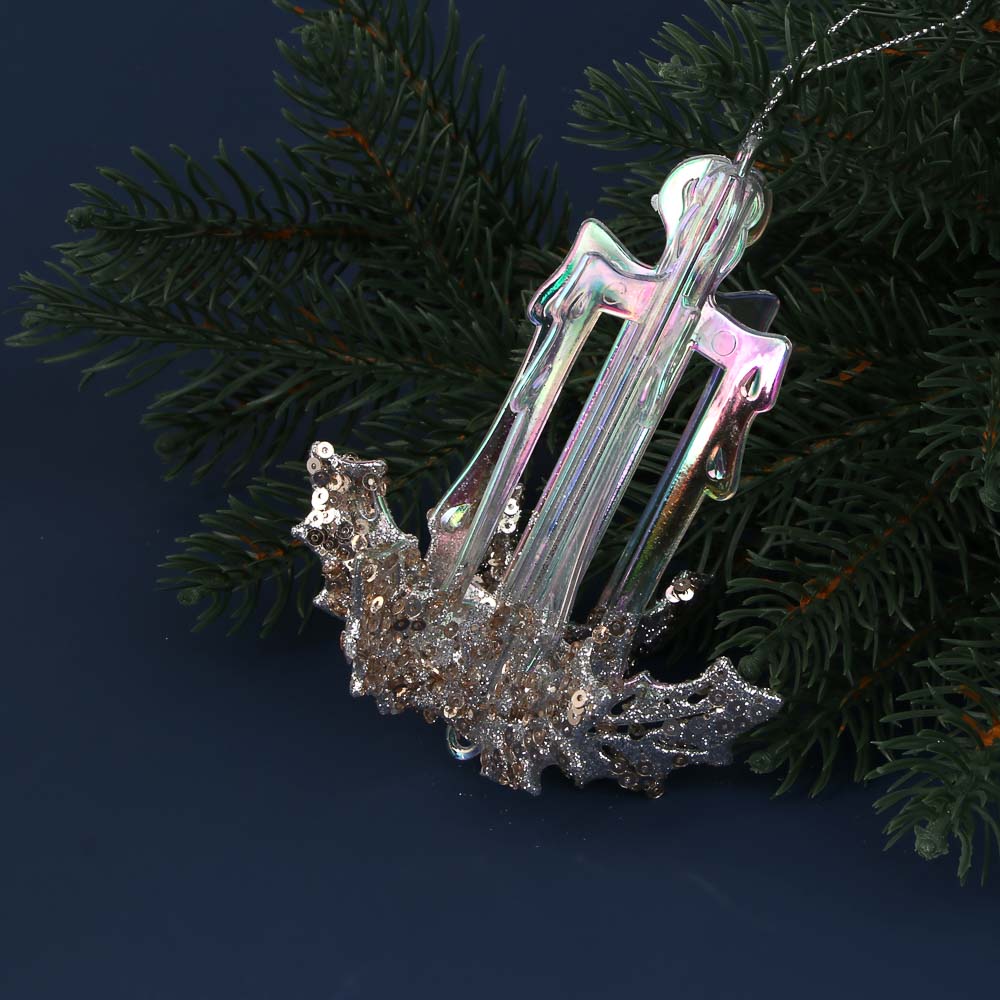 СНОУ БУМ Декоративная подвеска "Свеча" 12 см, пластик, глиттер - #5