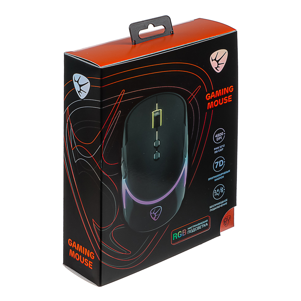 BY Игровая мышь беспроводная EMP 2,4ГГц+ BT, до 3х уст-ств, 4800dpi, 500мАч, 8D, PAW3212, RGB, 220см - #2