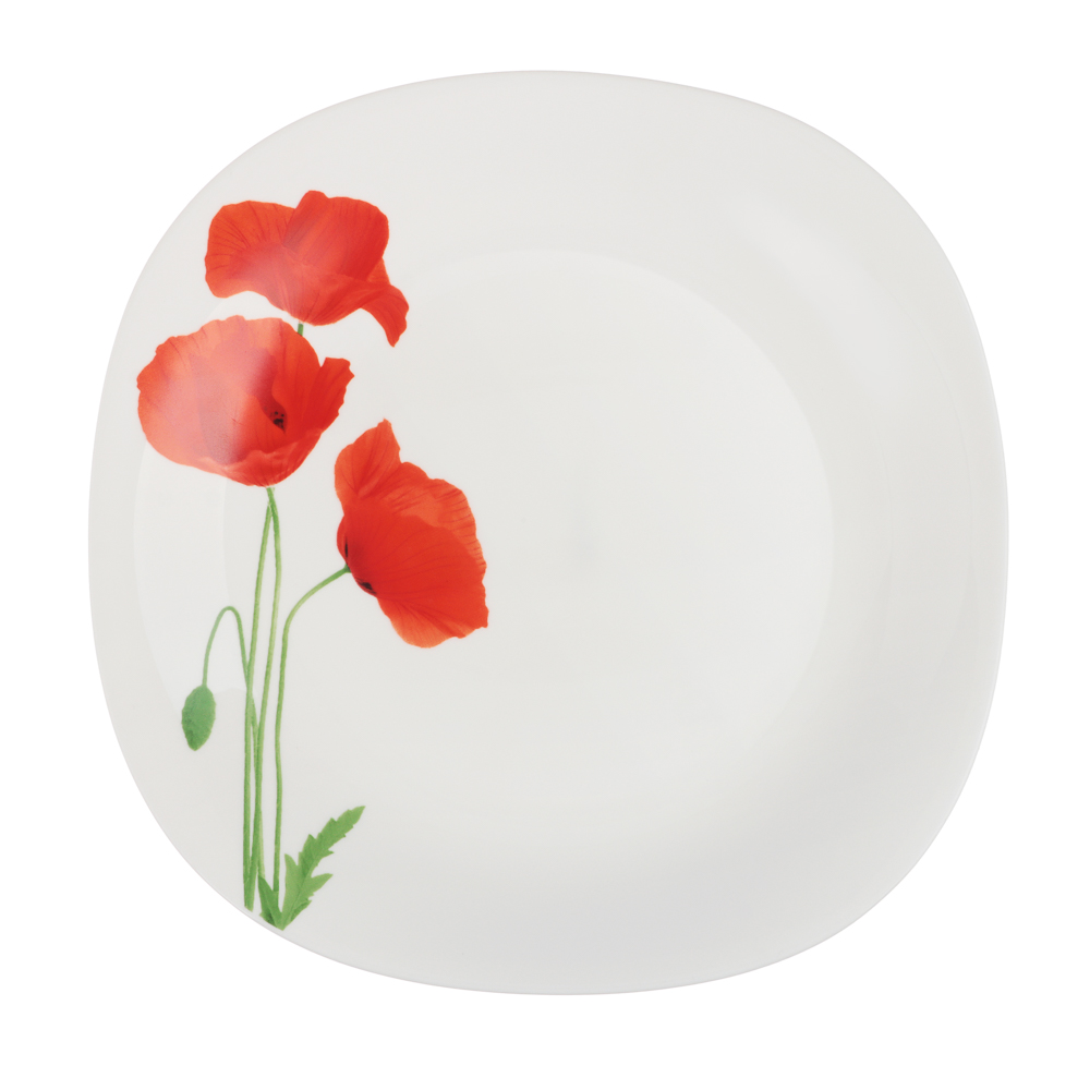 MILLIMI Маки Тарелка десертная, опаловое стекло, 28см, квадратная форма - #1