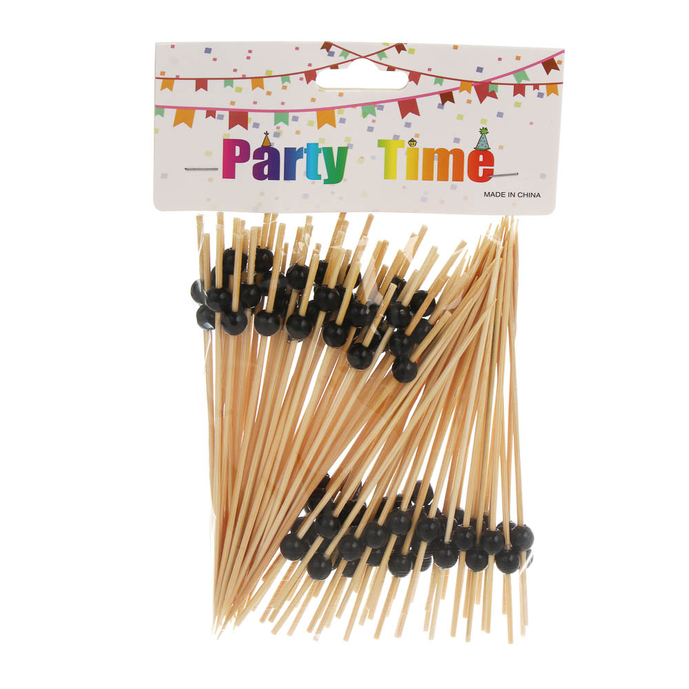 Fntastic Шпажки "Черная жемчужина", 100 шт, 12 см, бамбук, пластик - #4